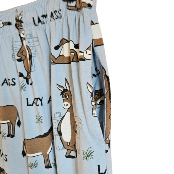 Lazy One “Lazy Ass” Unisex Cotton PJ Pants Loungewear Light Blue XL - Picture 3 of 6
